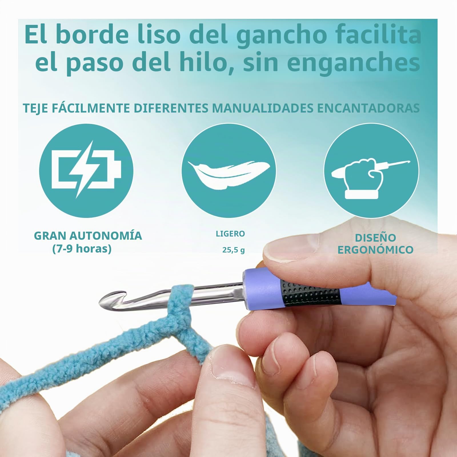 Transplant Juego de agujas de ganchillo LED 22 en 1 con contador de 22 tamaños (2,0-14,0 mm), plástico morado, con bolsa de almacenamiento