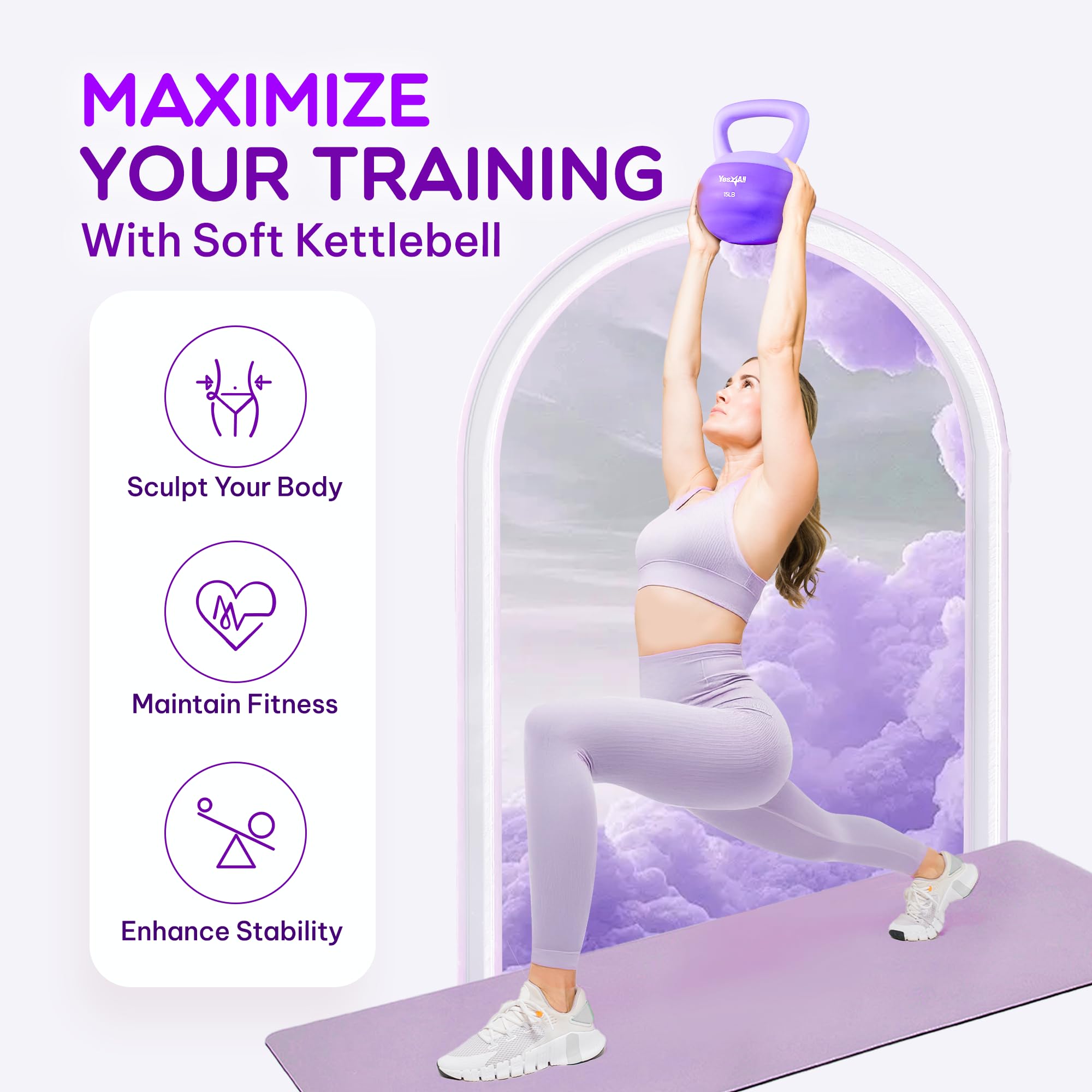 Yes4All Kettlebell Soft - 6,8 kg - Viola