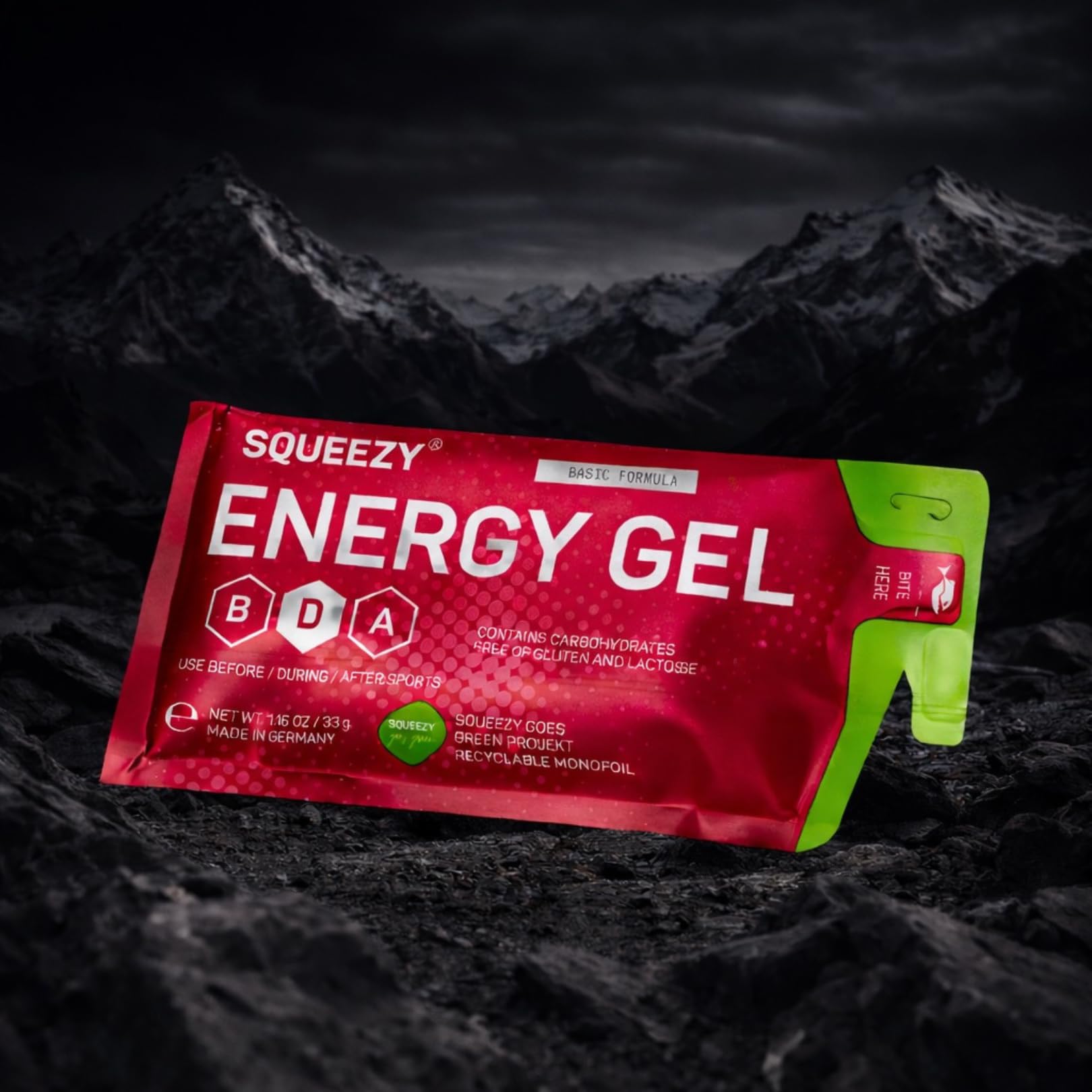 Squeezy Energy Gel Box Basic Formula (12x 33g) – Sport Gel für Ausdauer, schnelle & langanhaltende Energie – Laufen, Marathon, Radsport – Vegan, magenfreundlich, ohne künstliche Zusatzstoffe