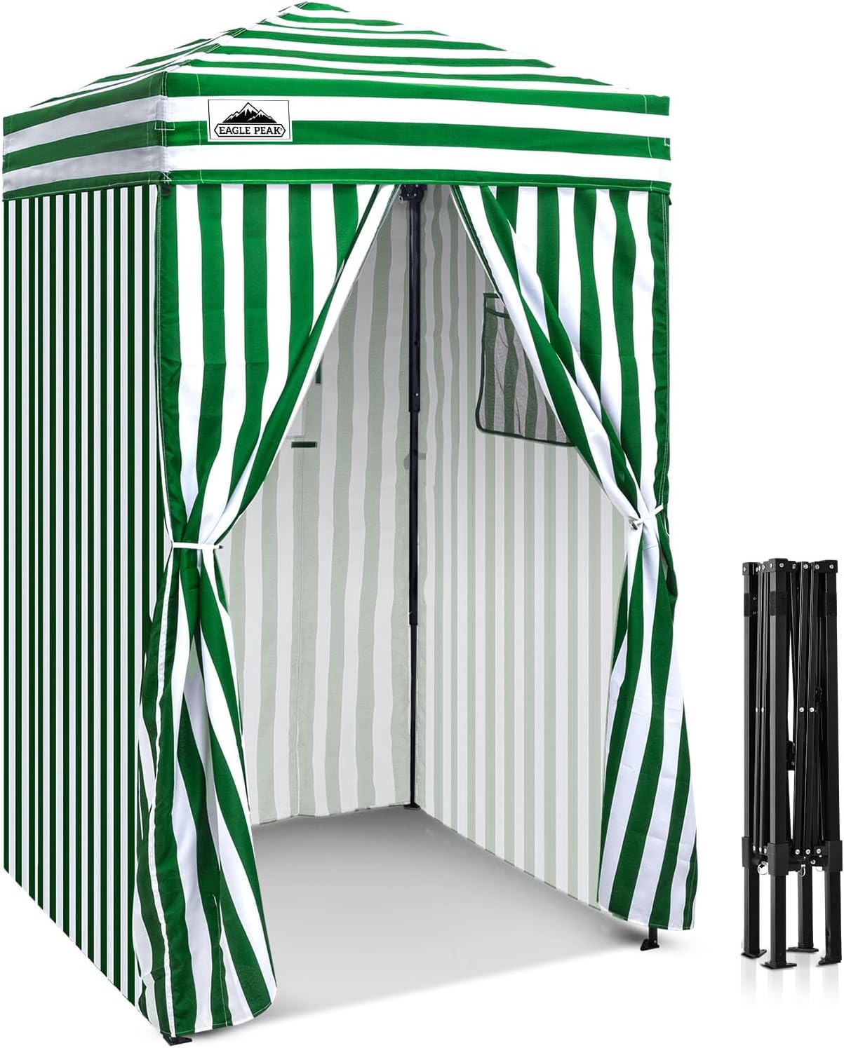 Flex Ultra Compact 4x4 Pop-up Canopy, Sun Shelter, Changing Room, Portable Privacy Canopy Cabana for Pool, Fashion Photoshoots, or Camping, Green/White