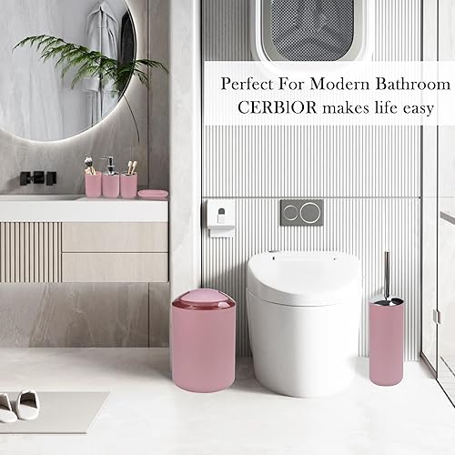 Miniatura 6 de CERBIOR Juego de accesorios de baño de 6 piezas incluye dispensador de jabón, soporte para cepillo de dientes, taza para cepillo de dientes,