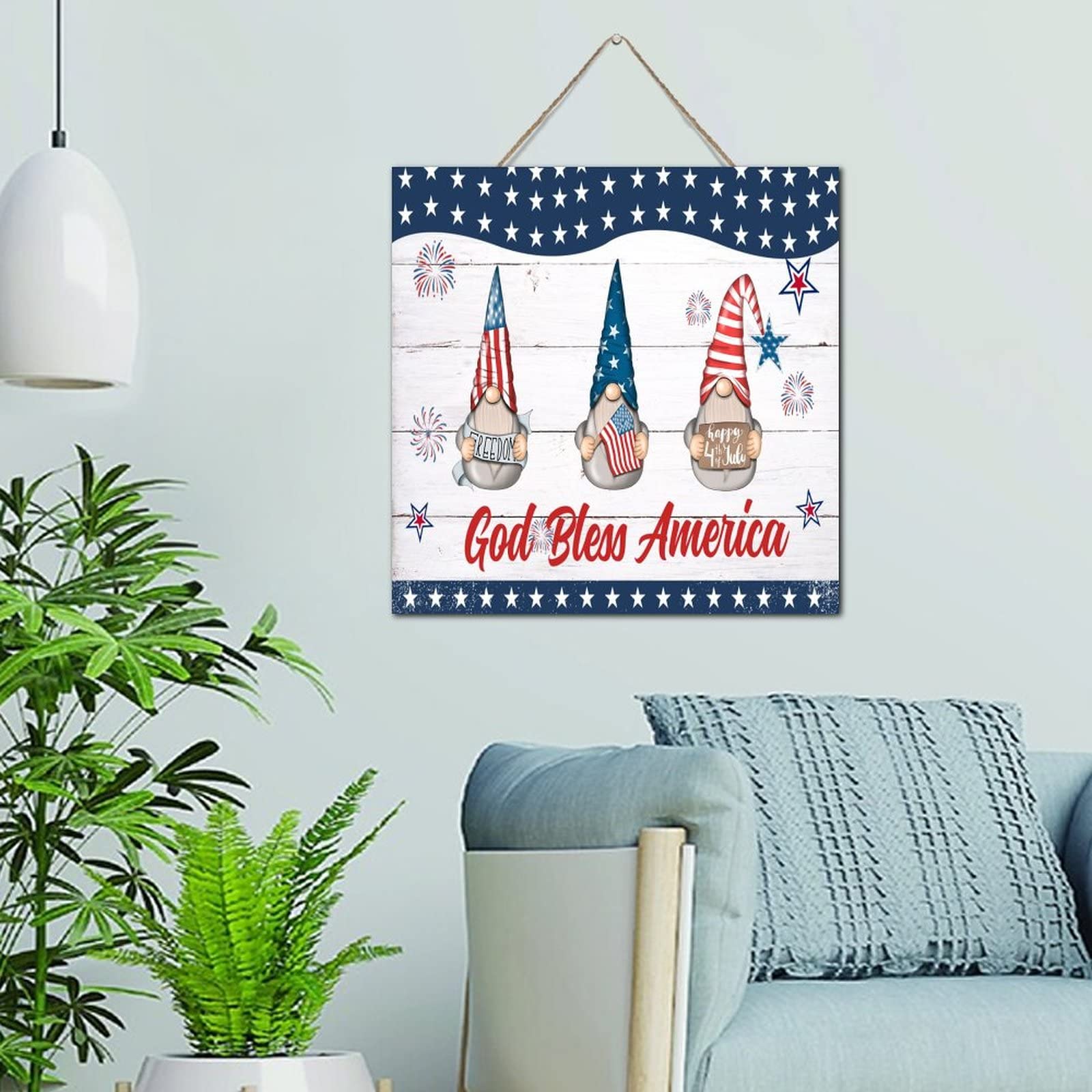 Plaque en bois God Bless America pour embellir votre chambre et vos repas de fete