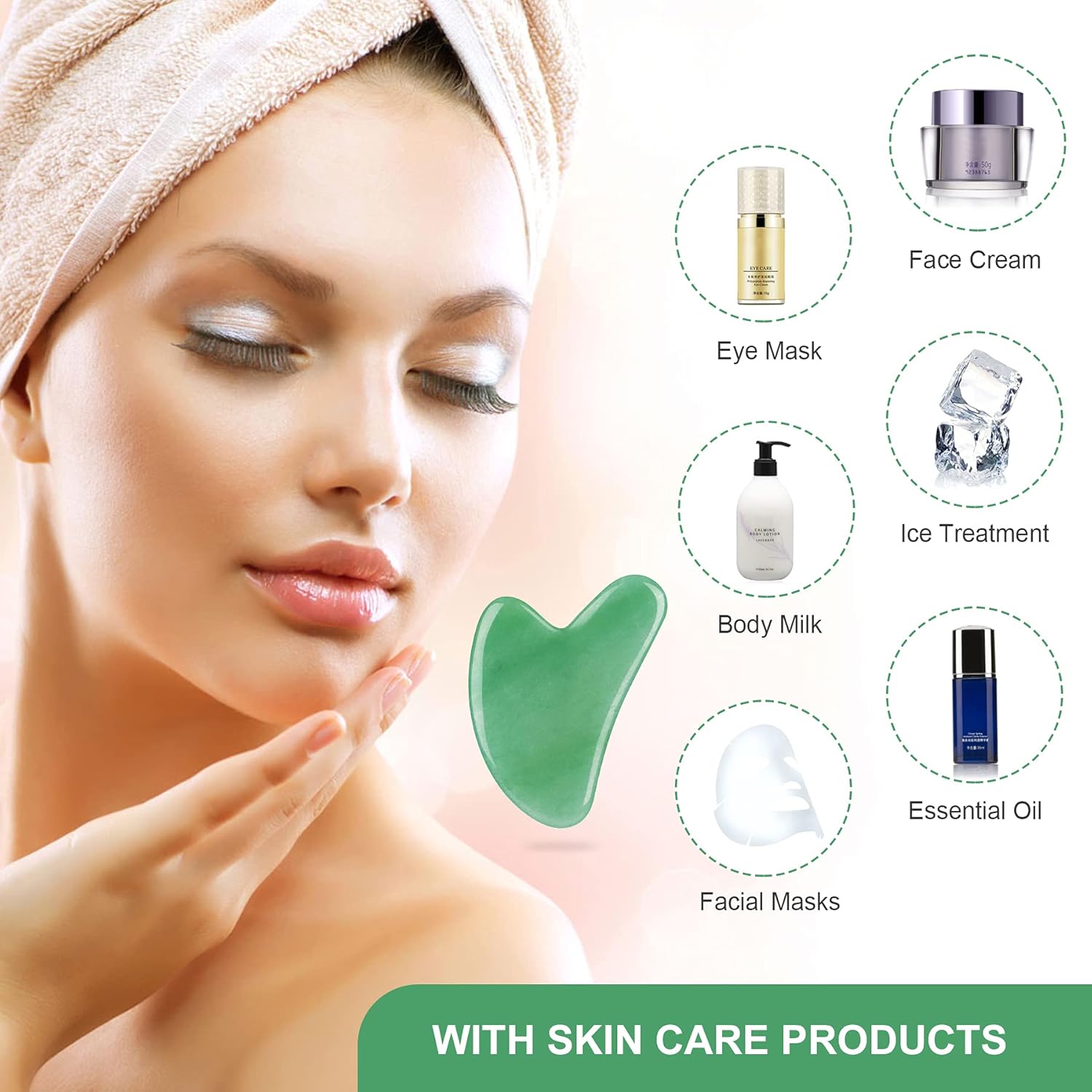 Gua Sha Facial Tool, Natural Jade Stone Guasha Board for SPA Acupuncture Therapy Trigger Point Treatment, Gua Sha Scraping Massage Tool : Health & Household