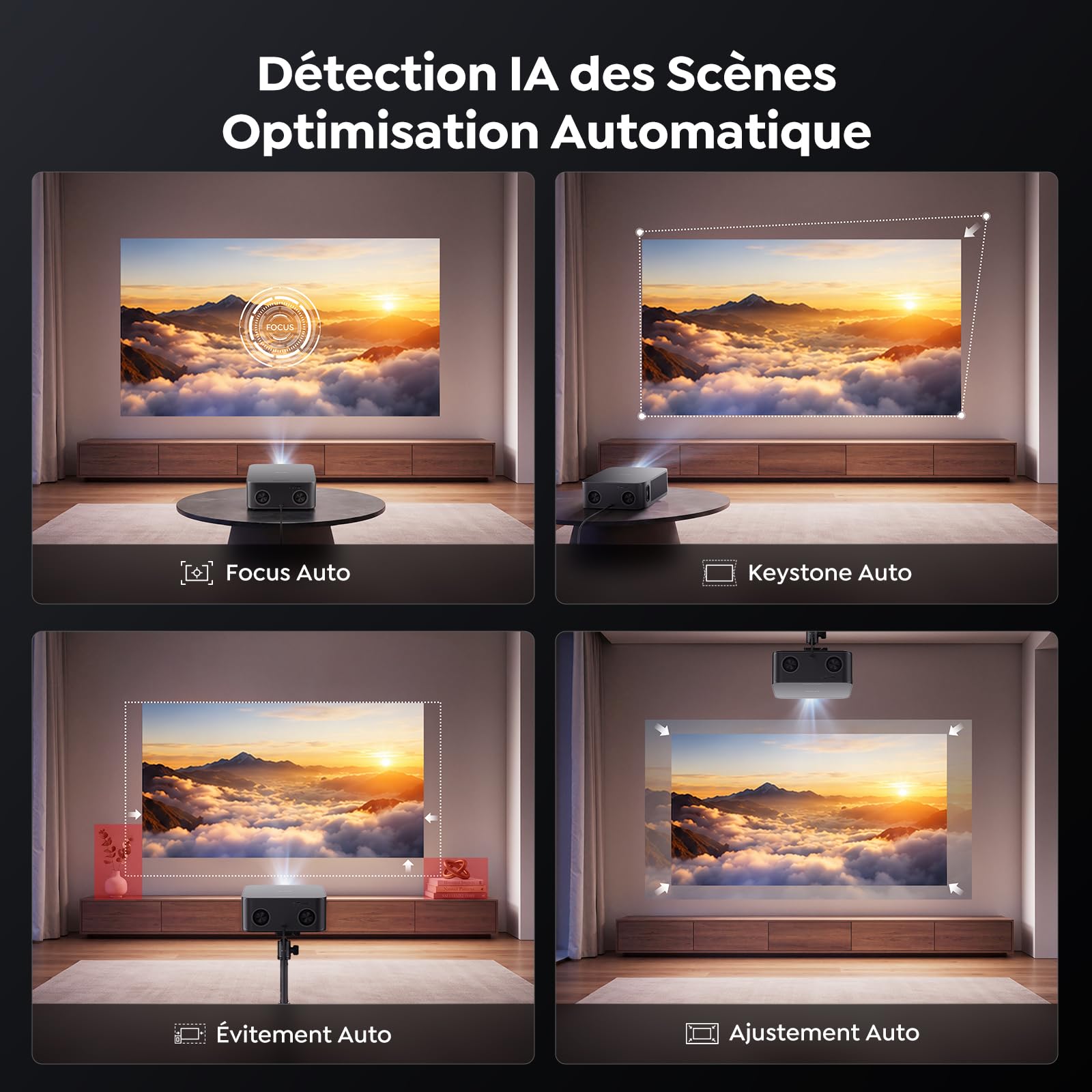 Videoprojecteur 4K【VIDAA OS | 2000 ANSI | Dolby Audio 40W】 TOPTRO Retroprojecteur 4K Supporté, Auto Focus/Keystone, Contrôle Vocal, Zoom 50%, WiFi Bluetooth Projecteur Video Home Cinéma Extérieur
