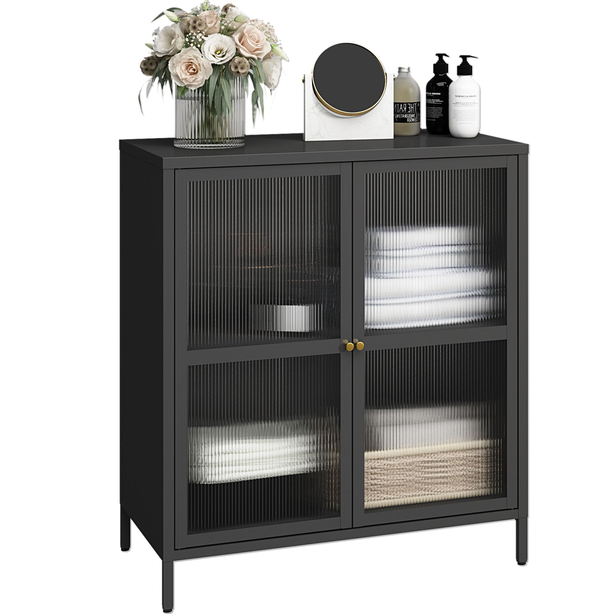 similar,incomplete)))))MIOCASA Metal Storage Cabinet with Frosted Glass Doors - Multi-Purpose Buffet Sideboard Cabinet, Adjustable Shelf & Leveling Feet, Modern Design for Living Room, Kitchen, Entryway (Black)