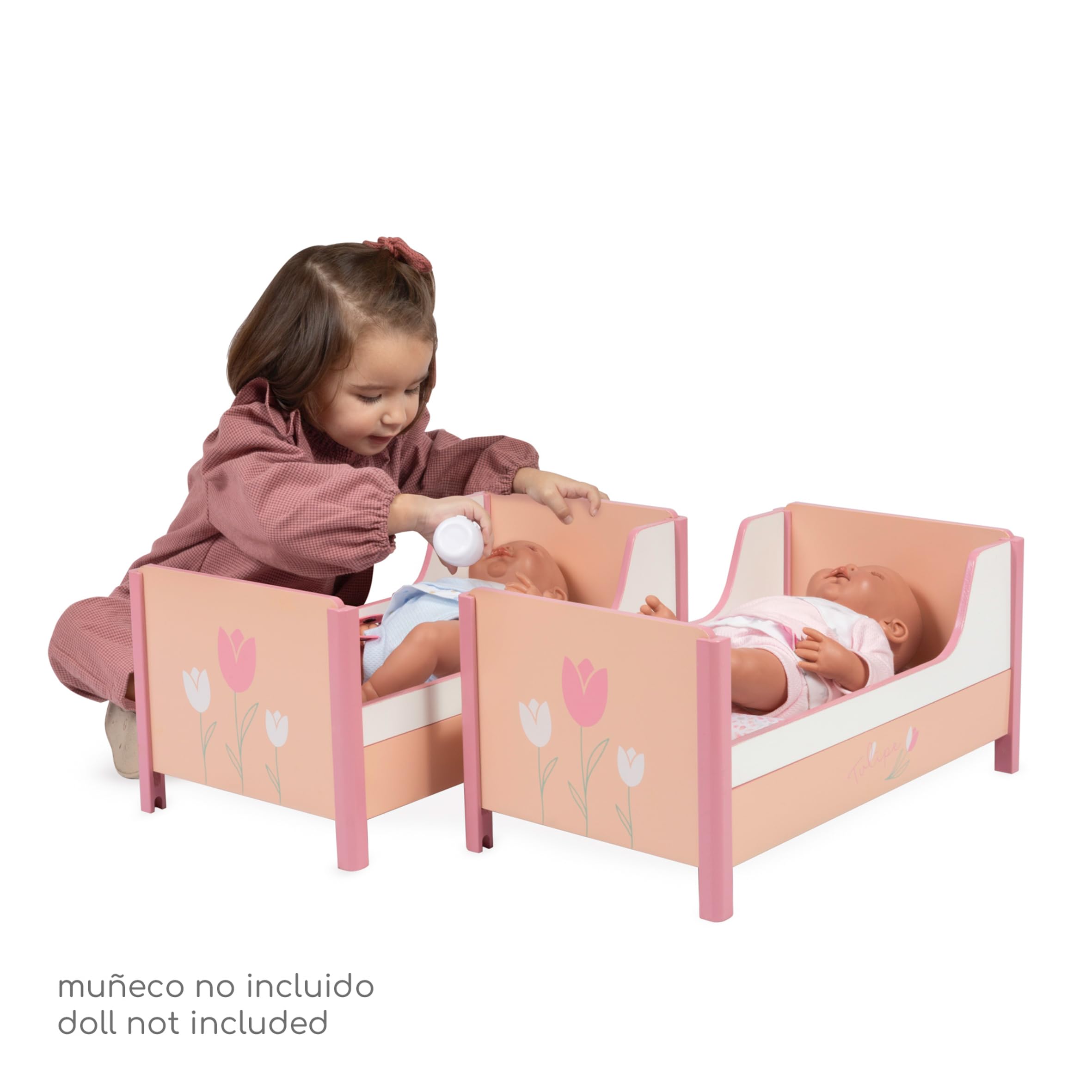 DE CUEVAS TOYS- Litera Madera Muñecas, Color Rosa, Grande (54274)