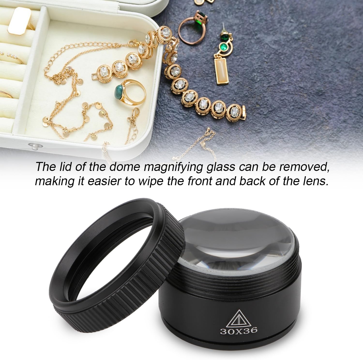 2PCS Jewelers Loupe Pocket Magnifier Magnifying Glass, Folding Magnifying Glass, Small Loupe Mini Magnifier Loop for Jeweler Stamps Maps Antiques Magazines (30X &10X)