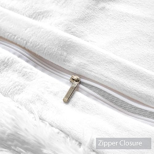 Miniatura 6 de JOYPOINT - Juego de funda de edredón de felpa de pelo largo ultra suave