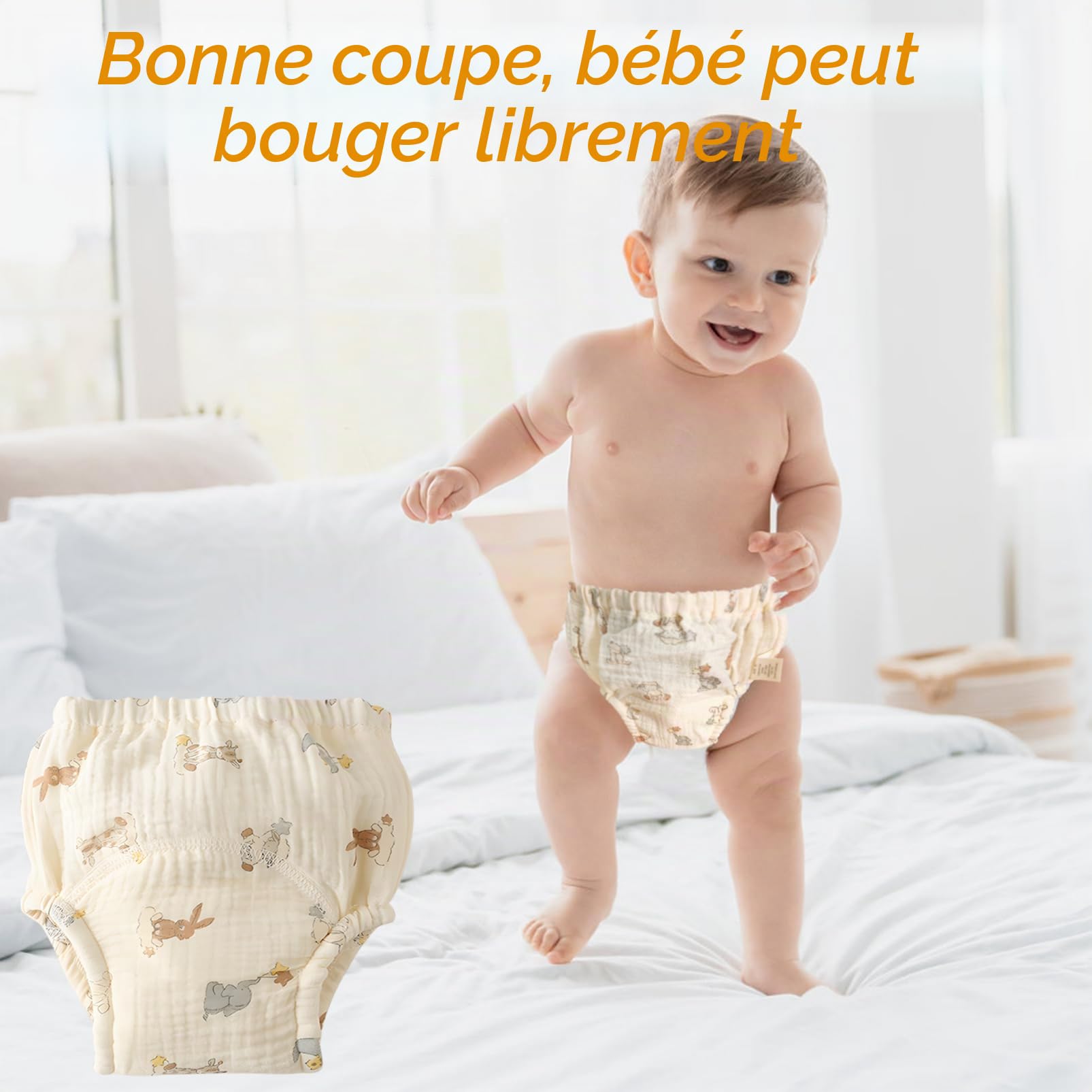 Couches en tissu réutilisables, lavables pour la plupart des bébés et enfants (5 à 9 kg)