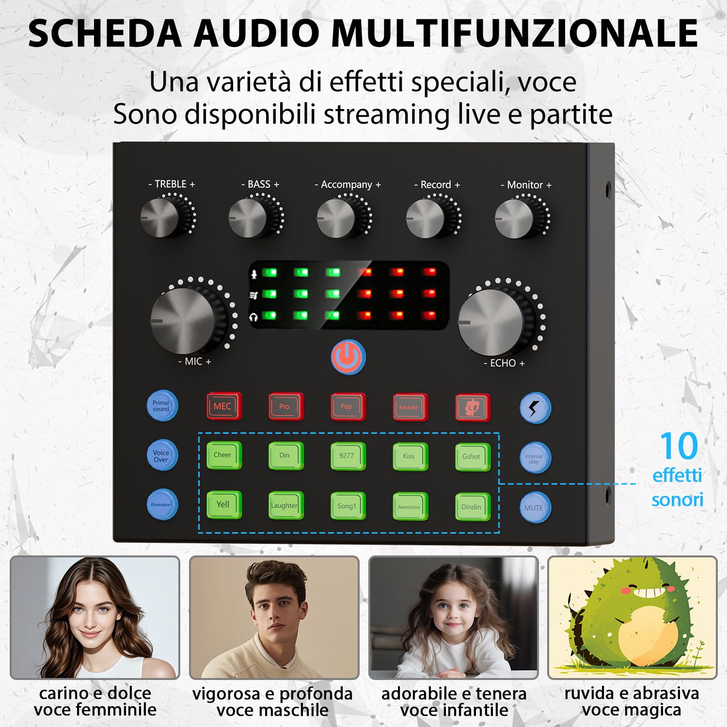 Pacchetto di attrezzature per podcast, pacchetto di studio di registrazione con microfono per podcast e cambia voce, interfaccia audio per computer portatile Streaming live YouTube TikTok
