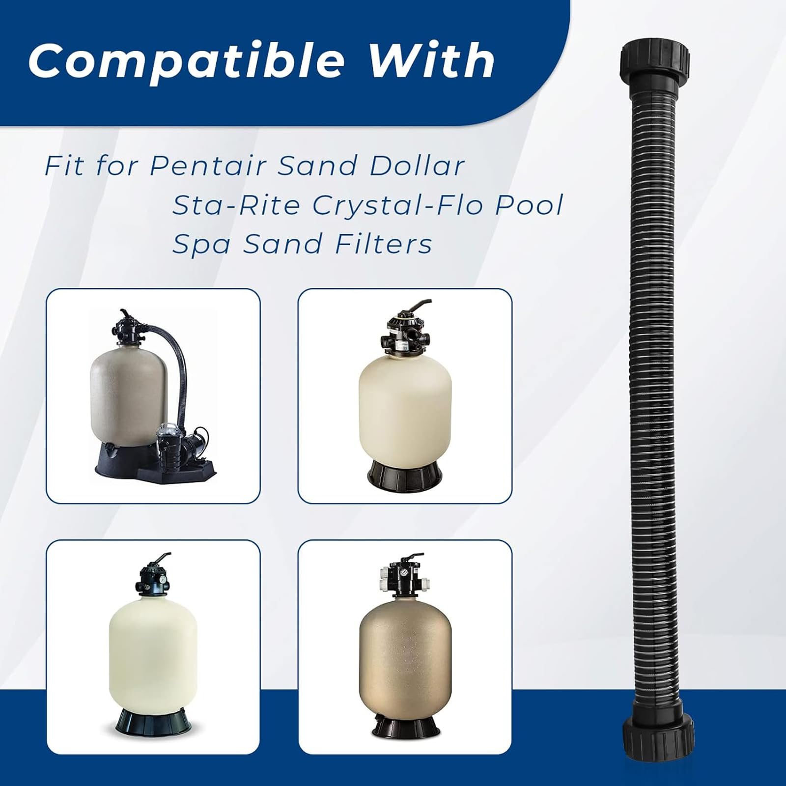 Professioneller oberirdischer Poolschlauch 155710 mit 2 integrierten O-Ringen für Sandfilterpumpen, einfacher Anschluss