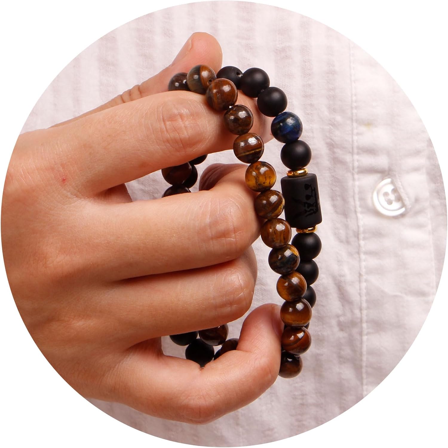 Zodiac Bracelets for Women Black Obsidian Bracelet Constellation Horoscope Crystals Tiger Eye Beads Bracelet Jewelry Gifts 2 Pcs - Image 9