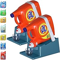 Vista 27 de TidyFriend - Soporte para detergente líquido para ropa con bandeja de goteo y patas de agarre de goma, soporte para organización y almacenamiento