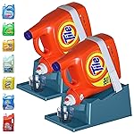TidyFriend 2 Pack Liquid Laundry Detergent Holder Stand with Drip Tray & Rubber-Grip Feet, Stand for Laundry Room Organization and Storage, Fabric Softener Dispenser with Cup Holder (Slate Grey)