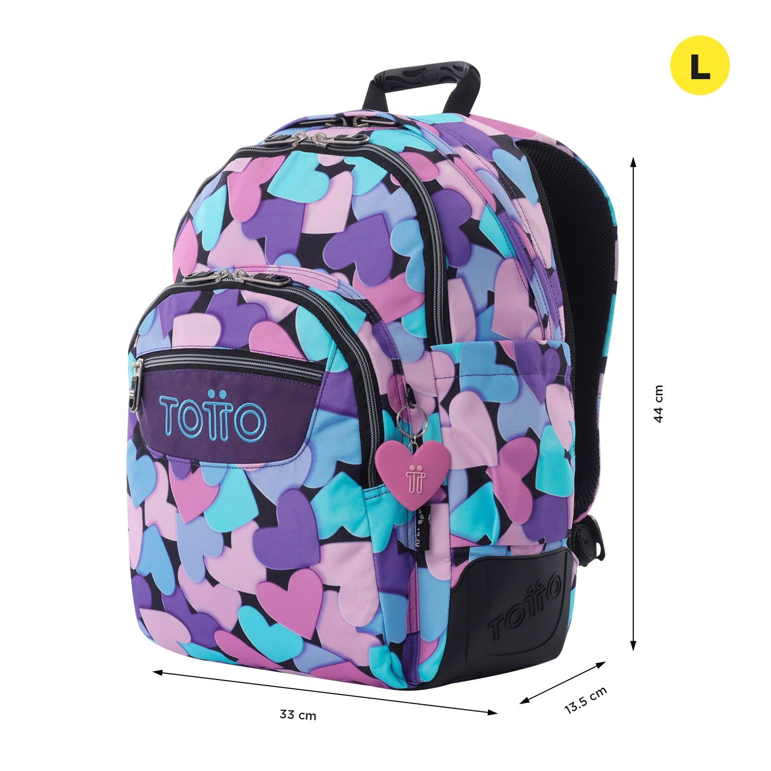 TOTTO - Mochila Escolar Grande, Modelo Rayol, Capacidad 19 L, 3 Compartimentos, 2 Bolsillos Botella, Bolsillo para PC 14", Espaldar Ergonómico con Flujo de Aire, Correas en S, Estampado Dear Blue