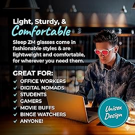 Sleep ZM Blue Light Blocking Glasses for Women + Men - Better Sleep + Anti Eye Strain Protection - Computer Screens & Gaming - Crystal Wayfarer - 100% Night-timeMax Red Lens