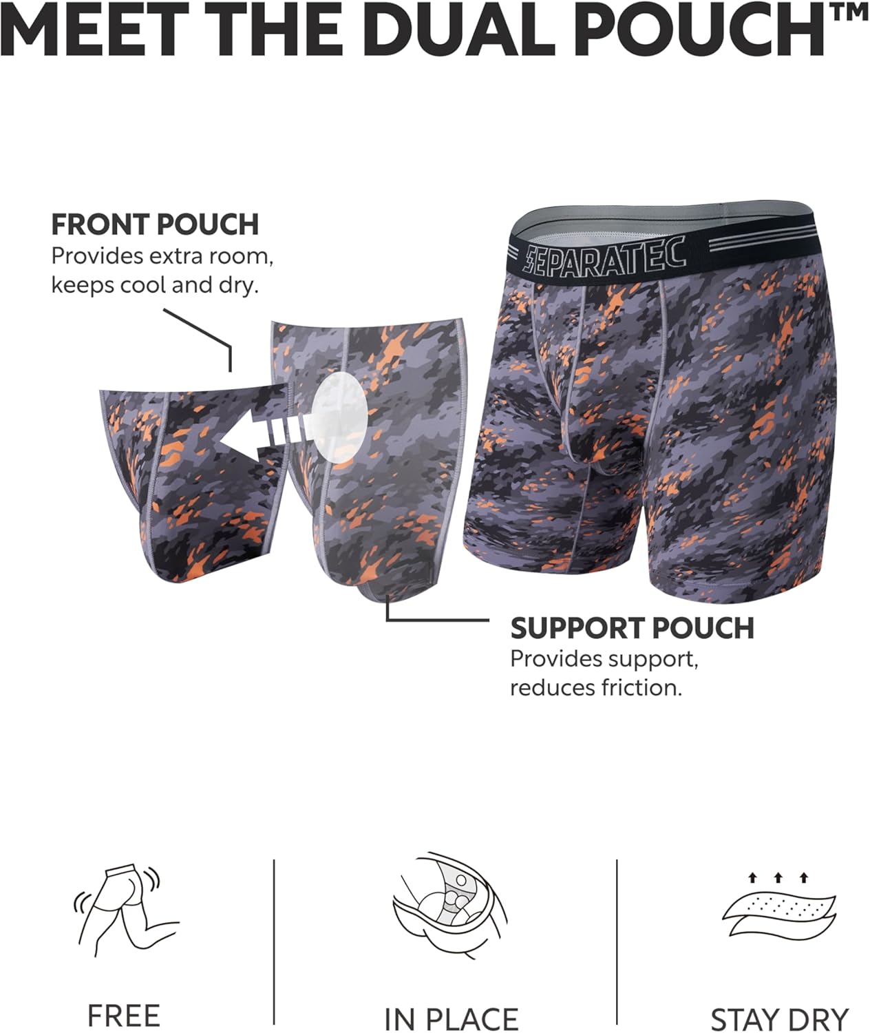 Separatec Dual Pouch Underwear for Men Moisture Wicking Men's Boxer Briefs with Ball Pouch, Printed Underwear 3 or 5 Pack - Image 9