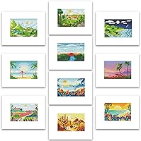 PeakLuv 10pcs Mini Diamond Painting Kits - Sunrise Sunset Landscape, Square Drill 1-Hour Crafts for Beginners, Home Desktop Decor