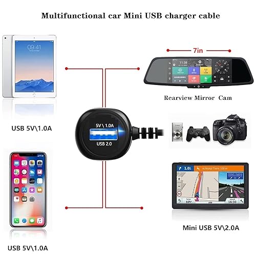 Miniatura 8 de Cable cargador de cámara de salpicadero, cable de carga para navegador GPS, cable de alimentación, para cámara de salpicadero, GPS, reproductor de