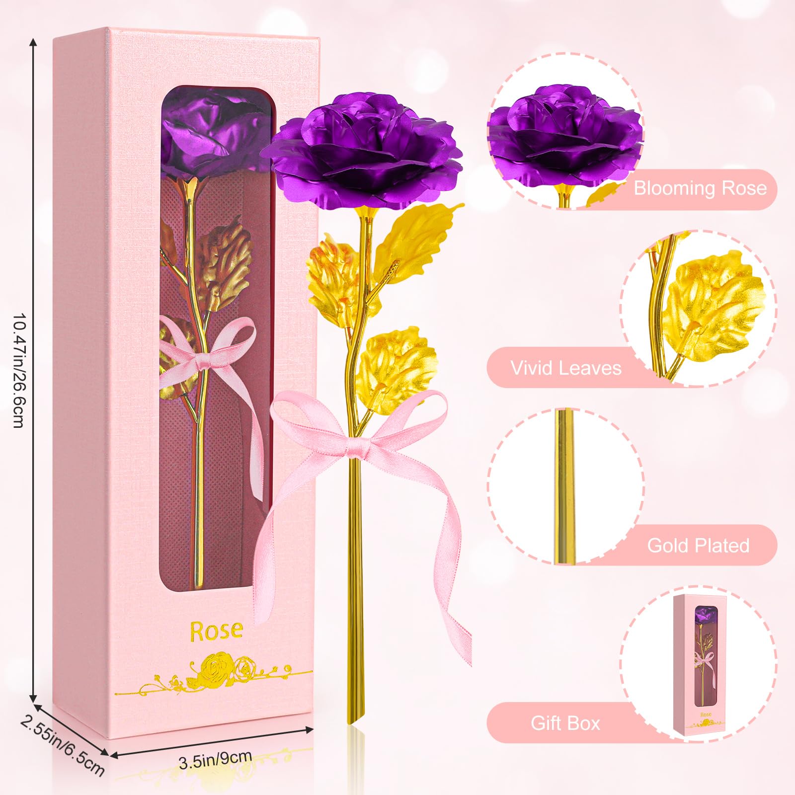 24K Gouden Roos Cadeaus voor Vrouwen, Verjaardags- en Moederdagen, Moeder Kunstmatige Galaxy Rose Cadeaus voor Moeder, Valentijnsdag, Kerstmis