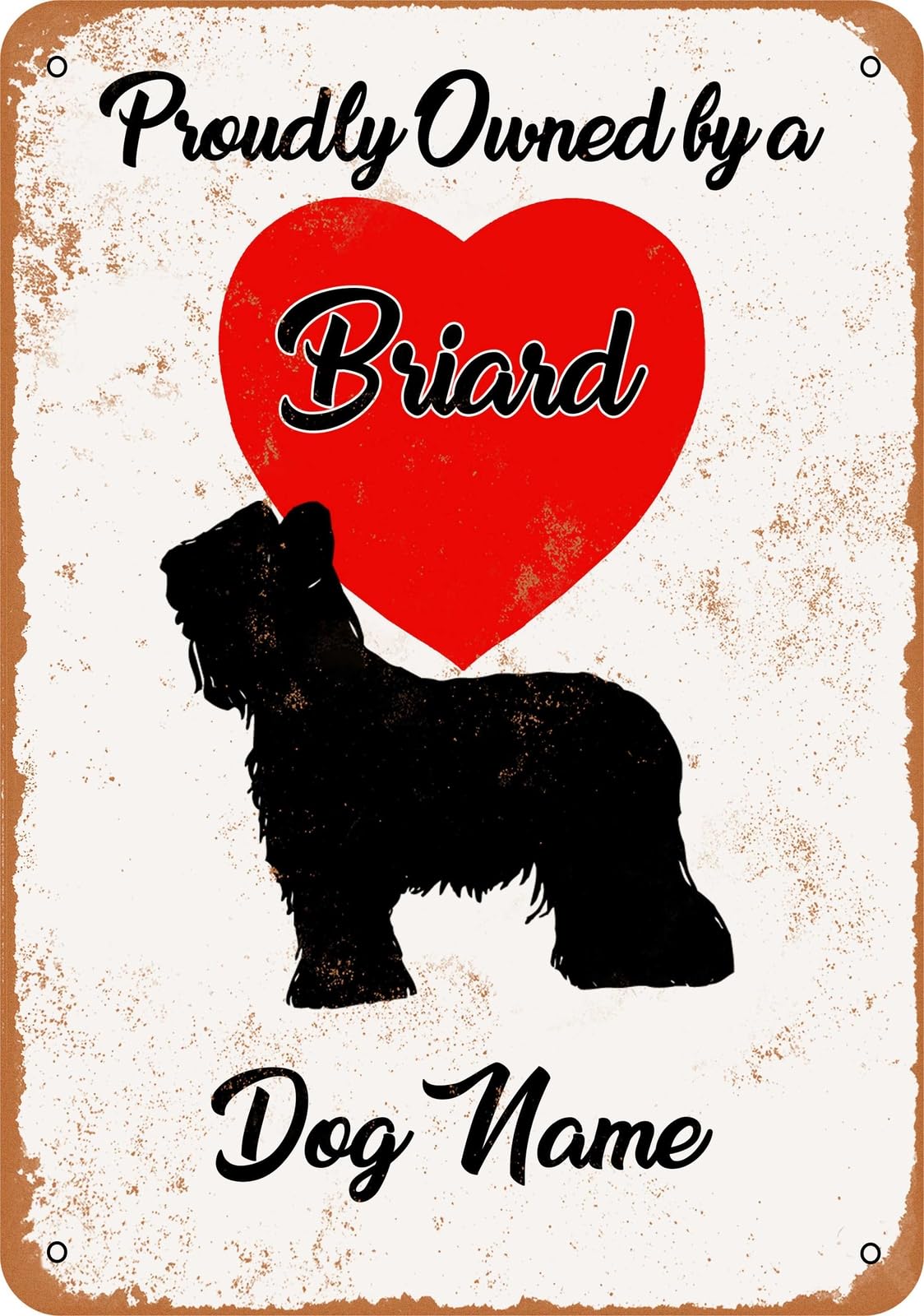 Metal Sign - CUSTOM DOG NAME - Briard - Vintage Look home decor