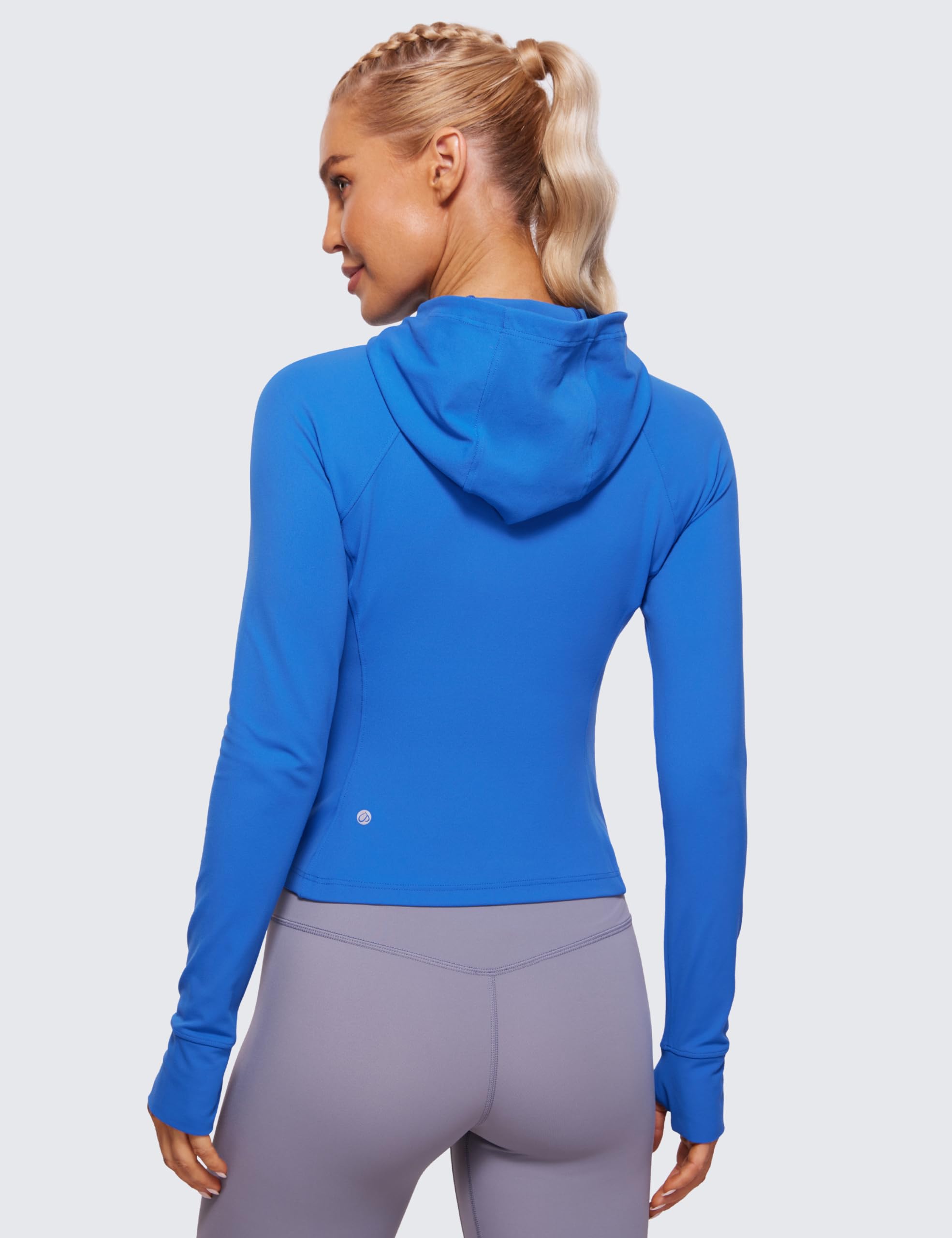 CRZ YOGA Damen Butterluxe Kapuzenpullover Hoodie Zip Up Sweatjacke Workout Langarm Hoody Kapuzenjacke mit Daumenloch