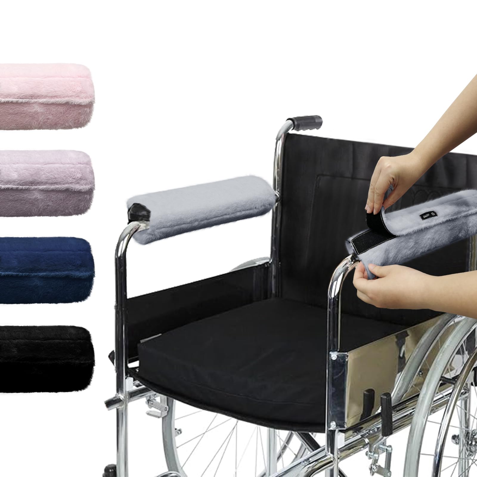 SPRING SEAON Wheelchair Armrest Covers 2 Pack Soft Memory Foam Wheelchair armrest Pads Wicking Washable for Office Transport Chair (Gray)