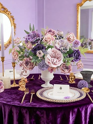 Miniatura 8 de JGRSHES Juego de flores artificiales con temática de champán, flores falsas con tallos para bricolaje, bodas, centros de mesa y arreglos florales,