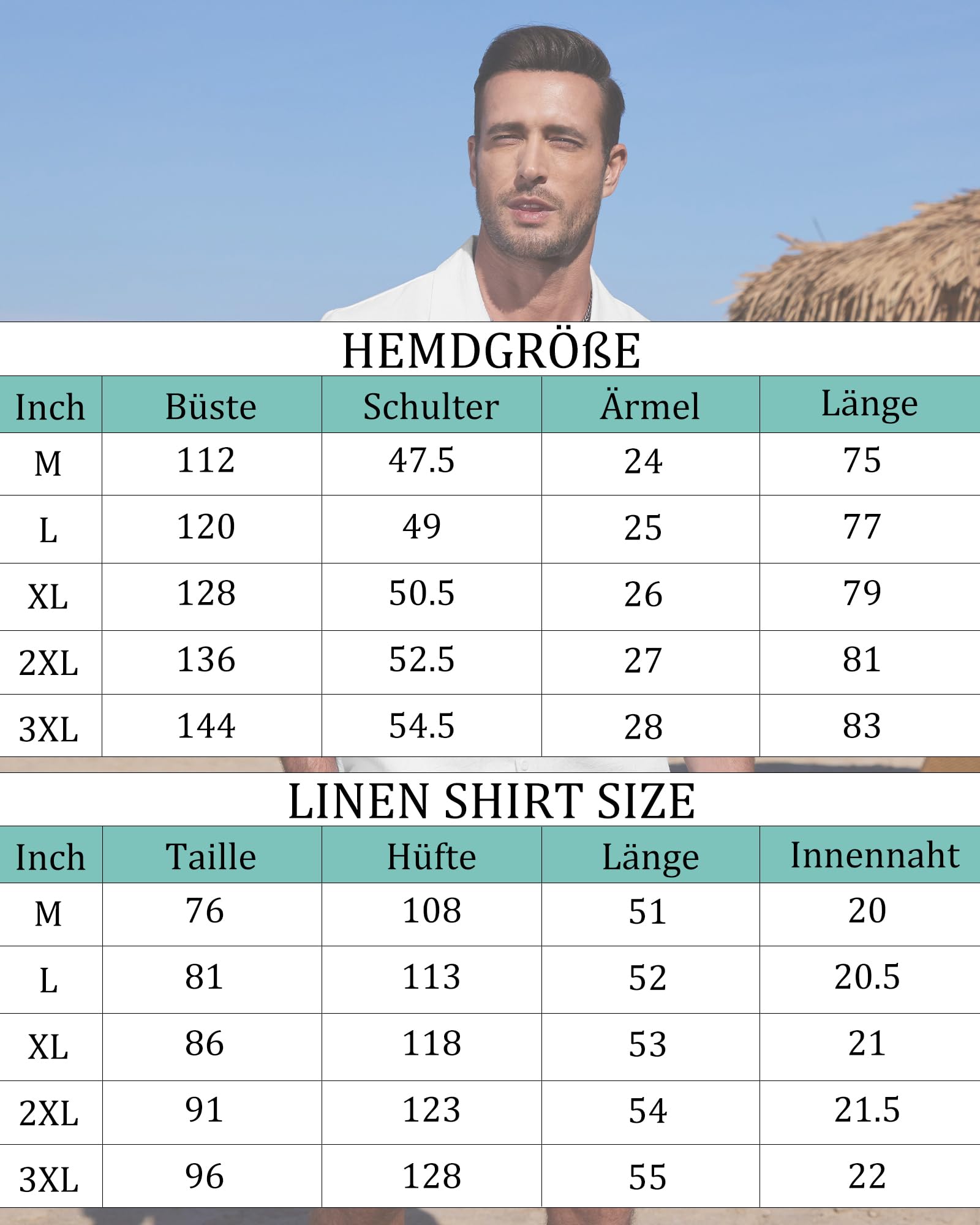 YAOHUOLE Leinen Hemd und Hose Set Herren Kurzarm Leinen Hose & Hemd Herren Kurzarm Sommer Universal Fit