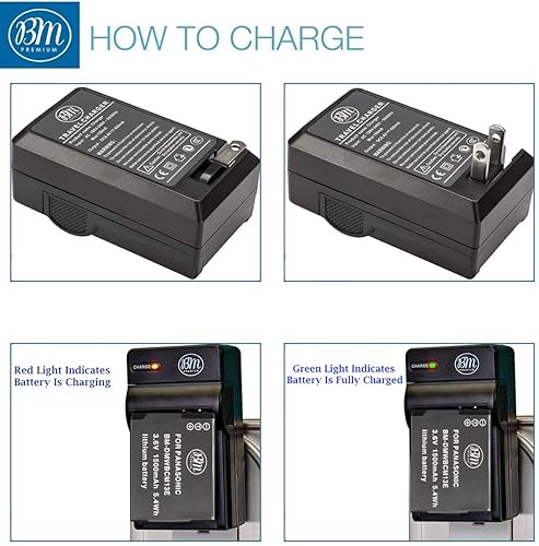 Miniatura 4 de BM Premium Paquete de 2 baterías y cargador DMW-BCM13E para Panasonic Lumix DC-TS7, DMC-FT5A, LZ40, TS5, TS6, TZ37, TZ40, TZ41, TZ55, TZ60, ZS27,
