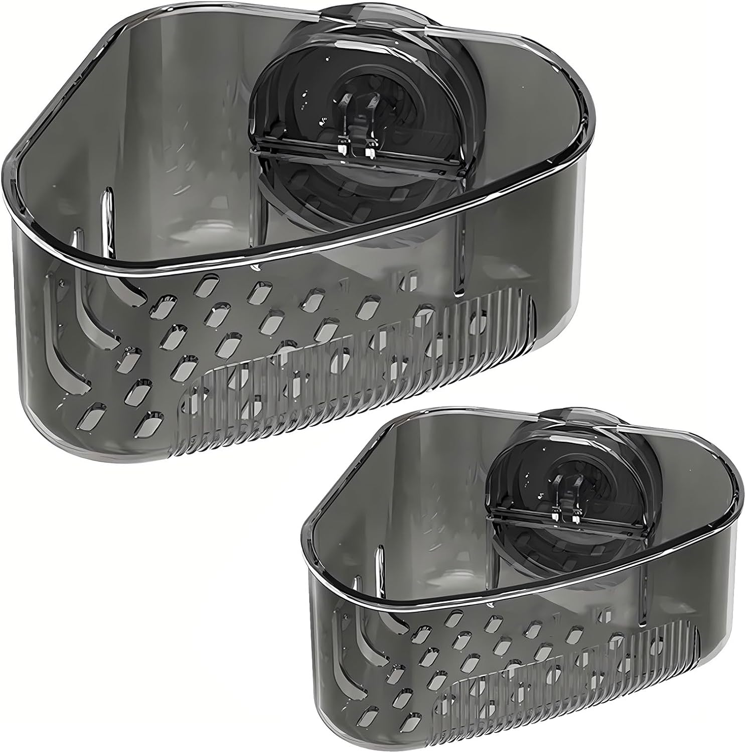 2PCS Suction Cup Sink Corner Rack, Suction Sinkware Organizer for kitchen, Suction Cup Sink Caddy Organizer, Kitchen Faucet Caddy (Black)