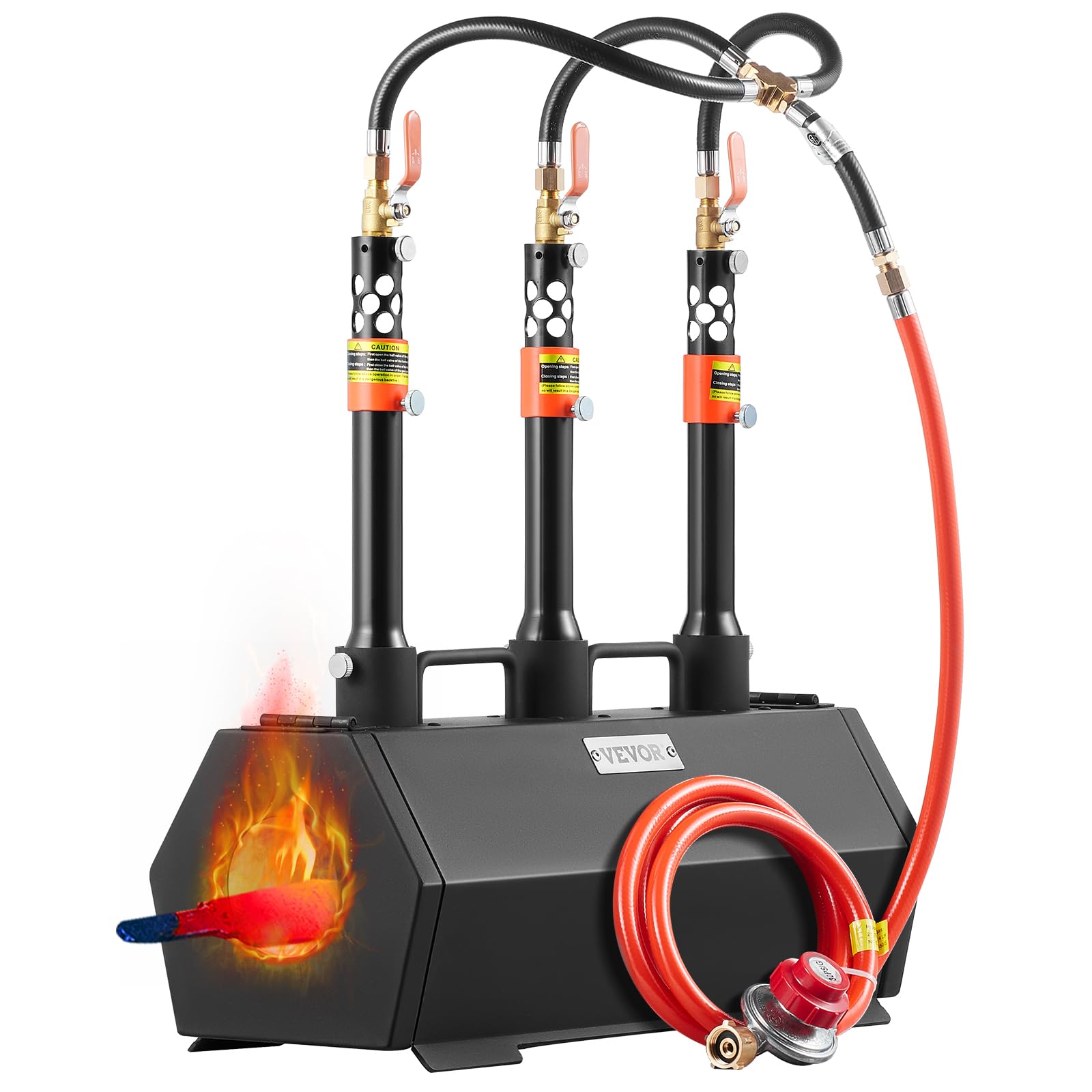 VEVOR Forja de Gas Propano 3 Quemadores, Horno de Fusión de Propano Temperatura Máx 1427 ℃, Horno de Forja de Gas Portátil, Fabricación de Cuchillos, Forja de Metales para Cuchilleros, Herreros