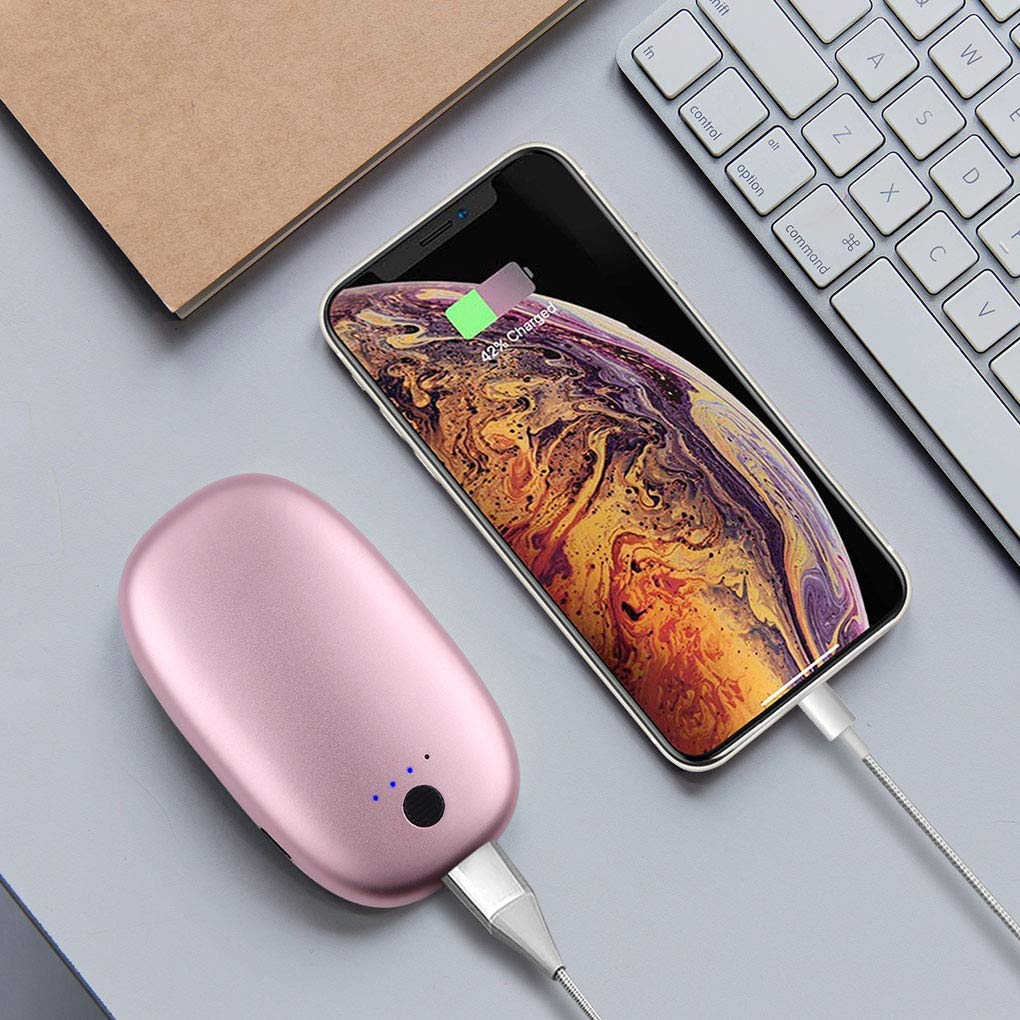Scaldamani Piccolo e fine Power Bank Scaldamani Ricaricabile Scaldamani Portatile Scaldamani Elettrico Caricabatterie USB Regalo Power Bank Oro Rosa