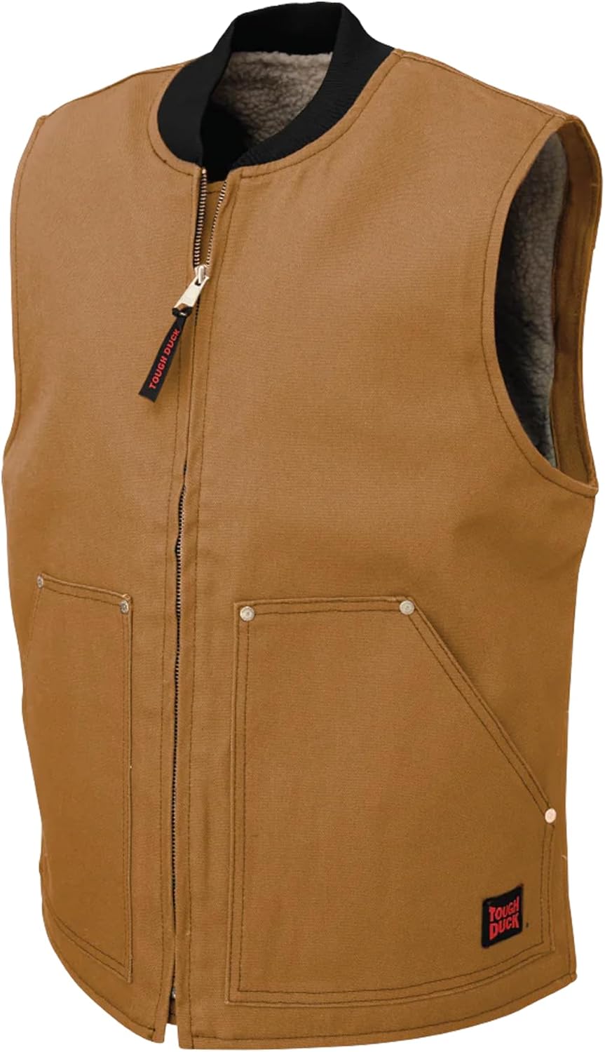Tough Duck Lined Vest - Heavy-Duty Workwear for Cold Conditions | Insulated, Durable, & Weather-Resistant | Cotton 12 oz, Brown, Small
