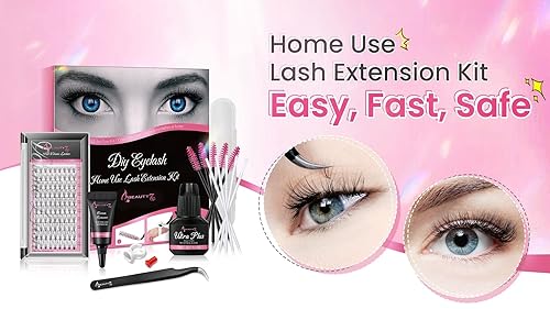 Miniatura 2 de Beauty7 Kit de extensión de pestañas DIY en casa, kit de pestañas para principiantes, autoaplicación 10D, removedor de pestañas en racimo en crema,