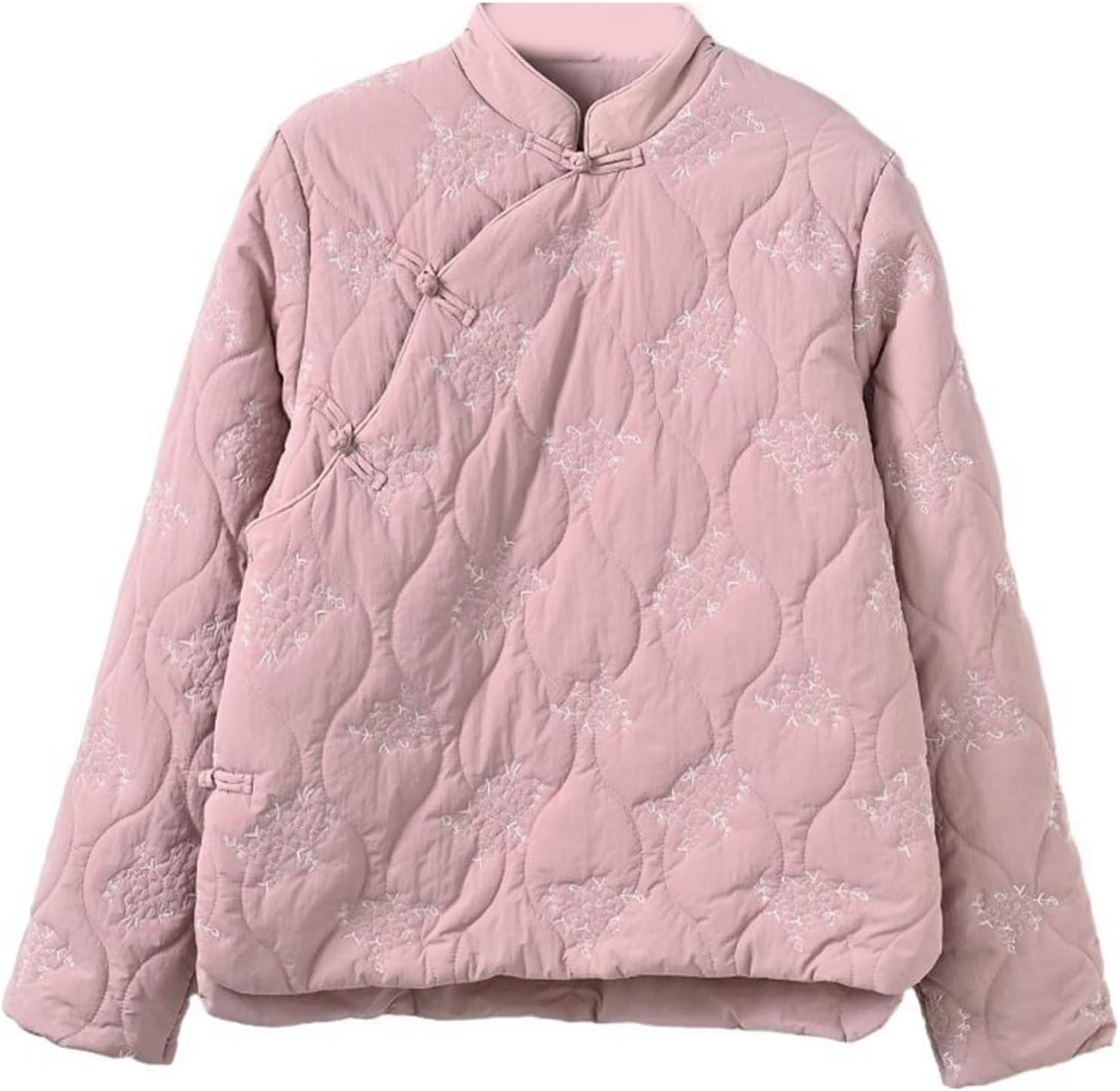 [Taopagii] レディース 棉服コート 中華風 春秋冬 花柄 刺繍 ストリート 三つボタン エレガント 厚手 スタンド襟 ライ