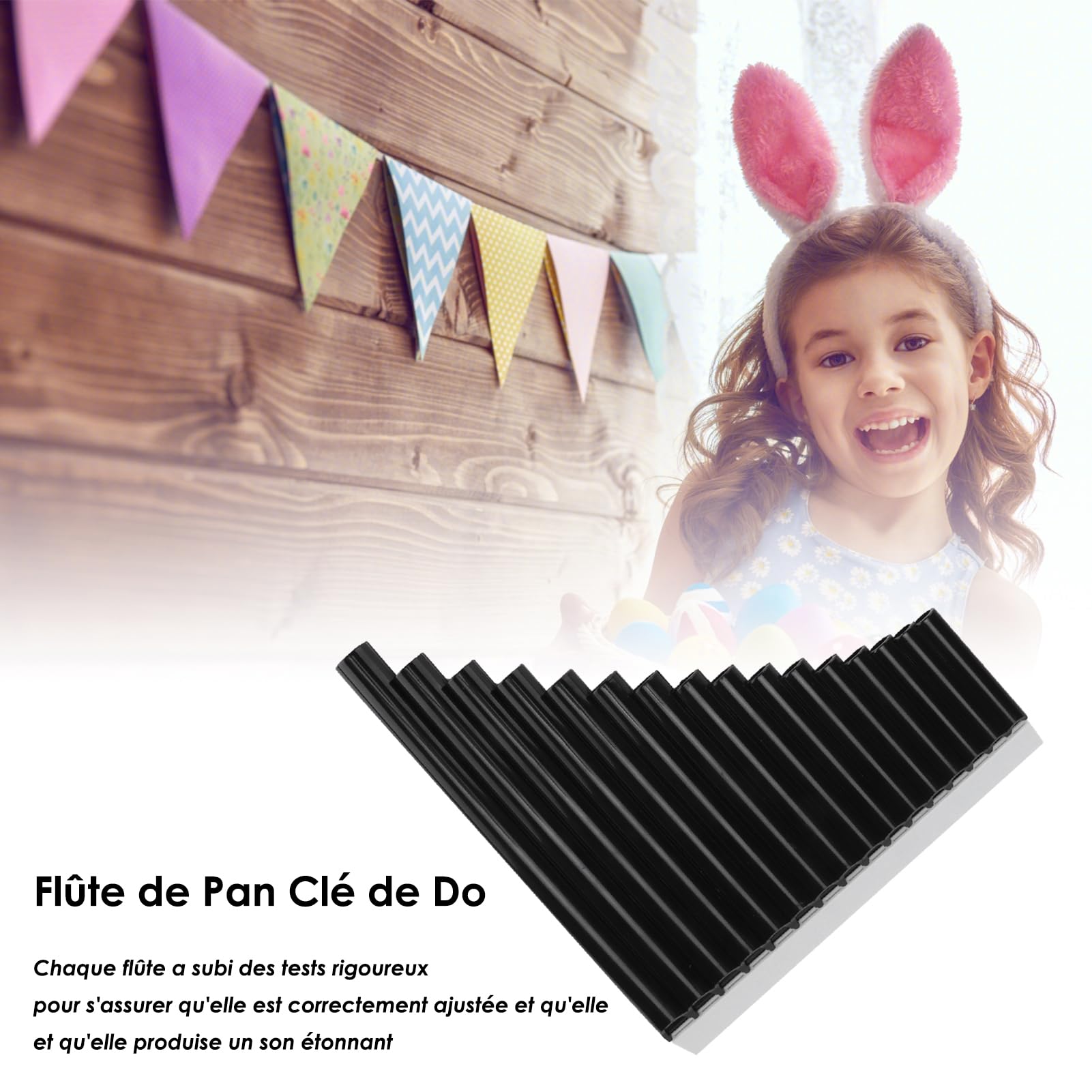 Flûte de Pan Pan Flute Instrument jouez facilement une chanson Facile à apprendre et à jouer Plus que les flûtes en bambou Flûte de Pan 16 tuyaux pour la musique(le noir)
