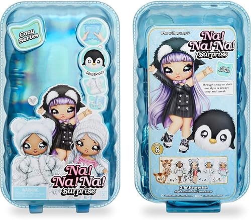 Miniatura 2 de Na Na Na Surprise Cozy Series Leona - Muñeca de moda blanca de 7.5 pulgadas, inspirada en leopardo de nieve con pelo negro, traje de 3 piezas y