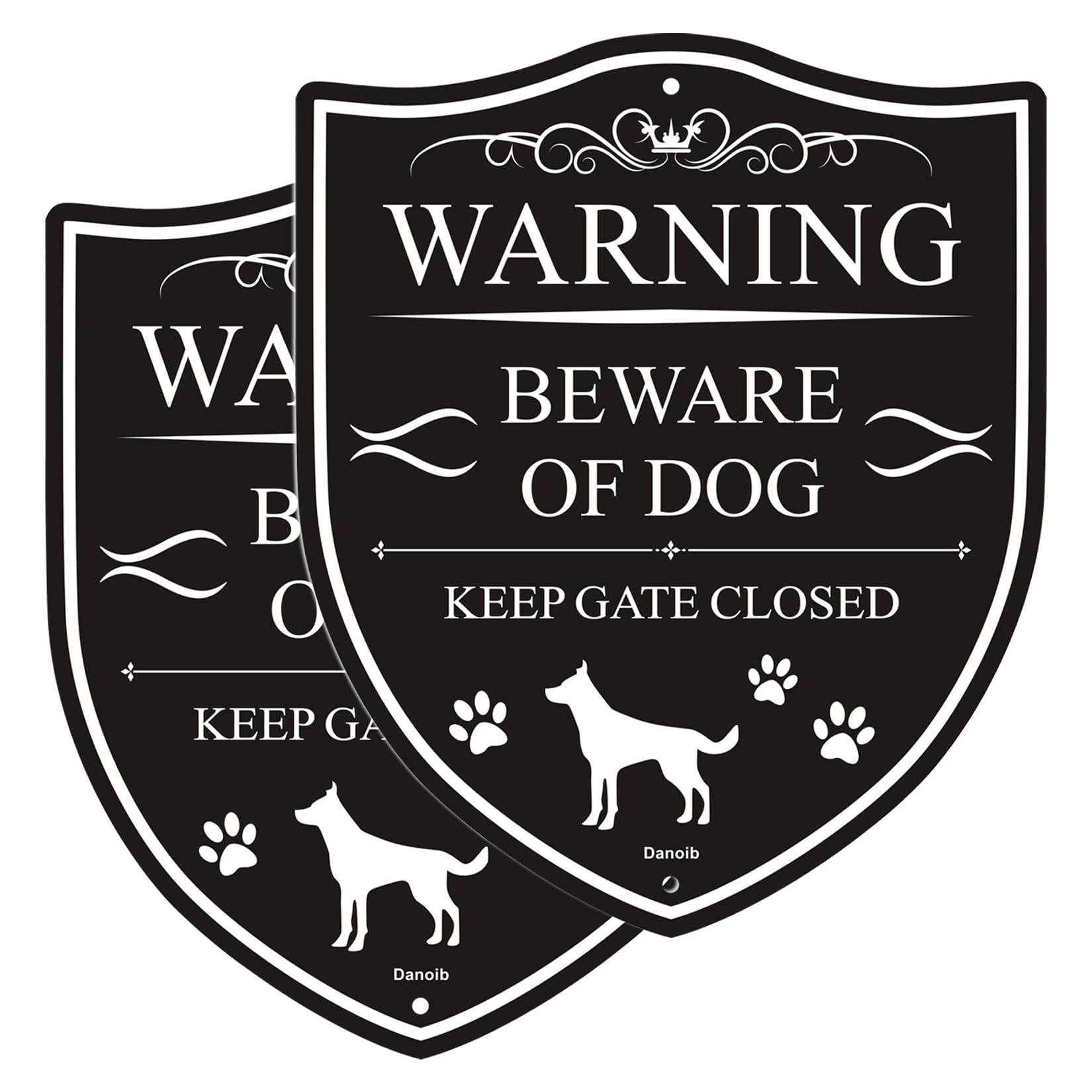 Danoib 2-Pack Beware of Dog Signs for Fence, 12X10 Inch Keep Gate Closed Signs Metal Sign, Fade-Resistant, UV Protected, Weatherproof, Indoor or