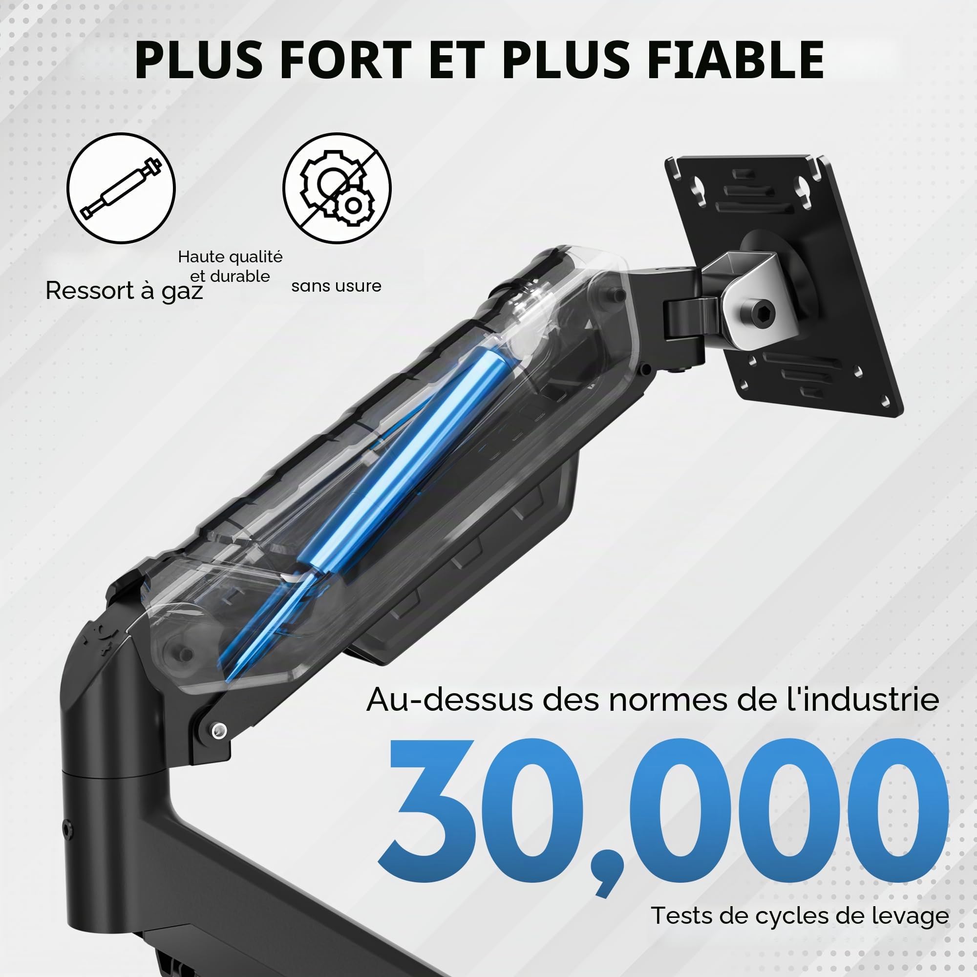 BONTEC Bras Ecran PC à Ressort à Gaz, 15-34 Pouces, Charge 12 kg