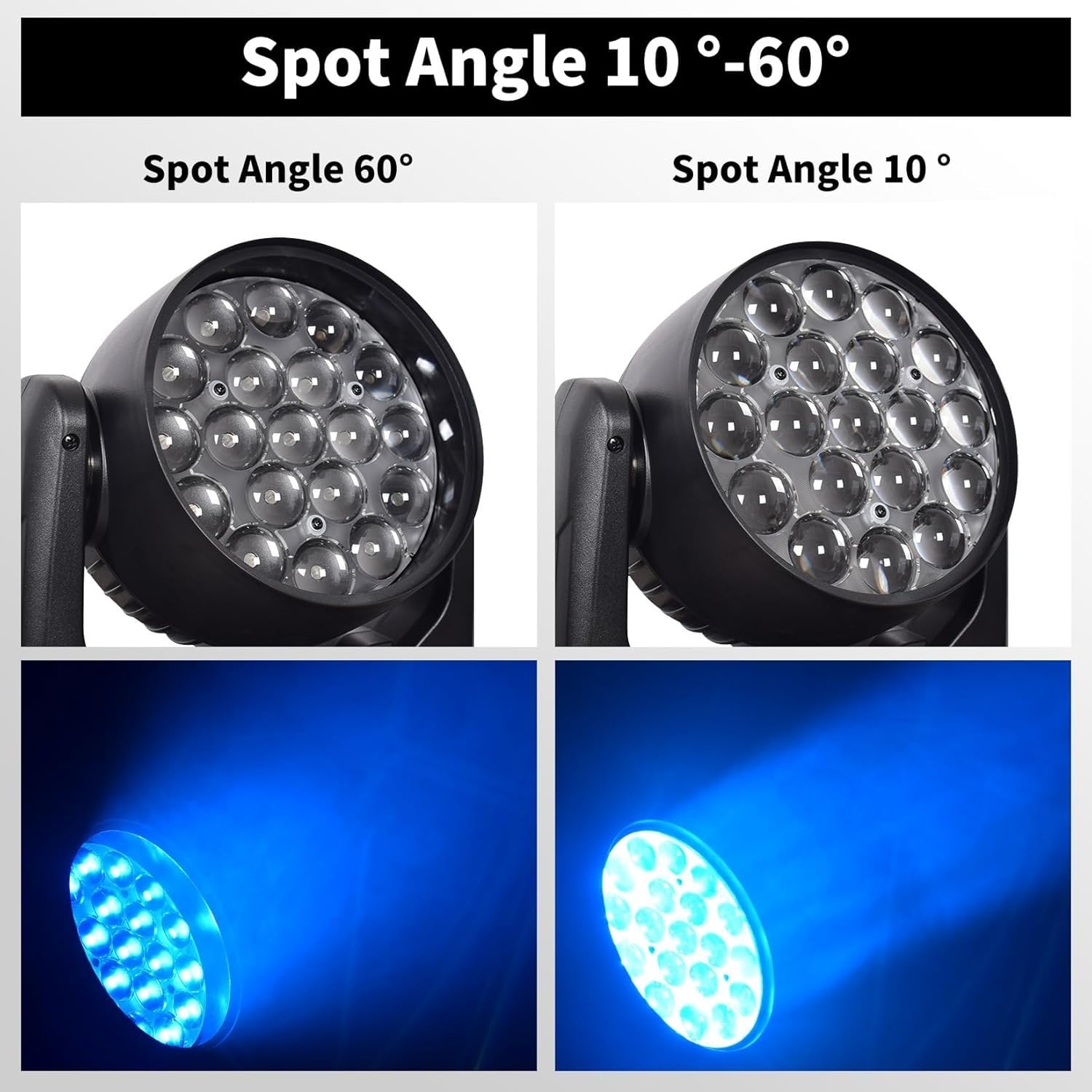 19x15W Moving Head LED DMX512 RGBW Lichteffekte Partylicht mit 16/24 Kanal Beam/Wash/Strobe/Ring Effect 4 in 1 Bühne Lichter DJ Lichter Lichtanlagefür Hochzeit Bar Disco Party und Nachtclub