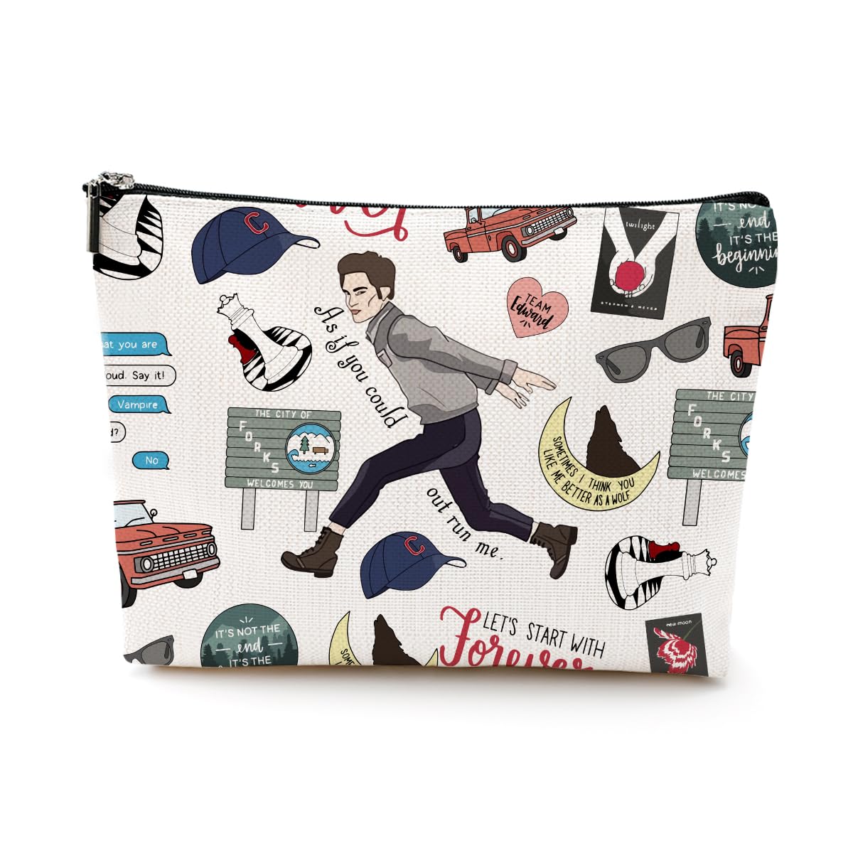 LONGXIN Twilight Merch Makeup Bag Cosmetic Bag Edward Movie inspired Gift Edw Vampire Gift TV Show Inspired Gifts for Girls Vampire Lover Edward Bella