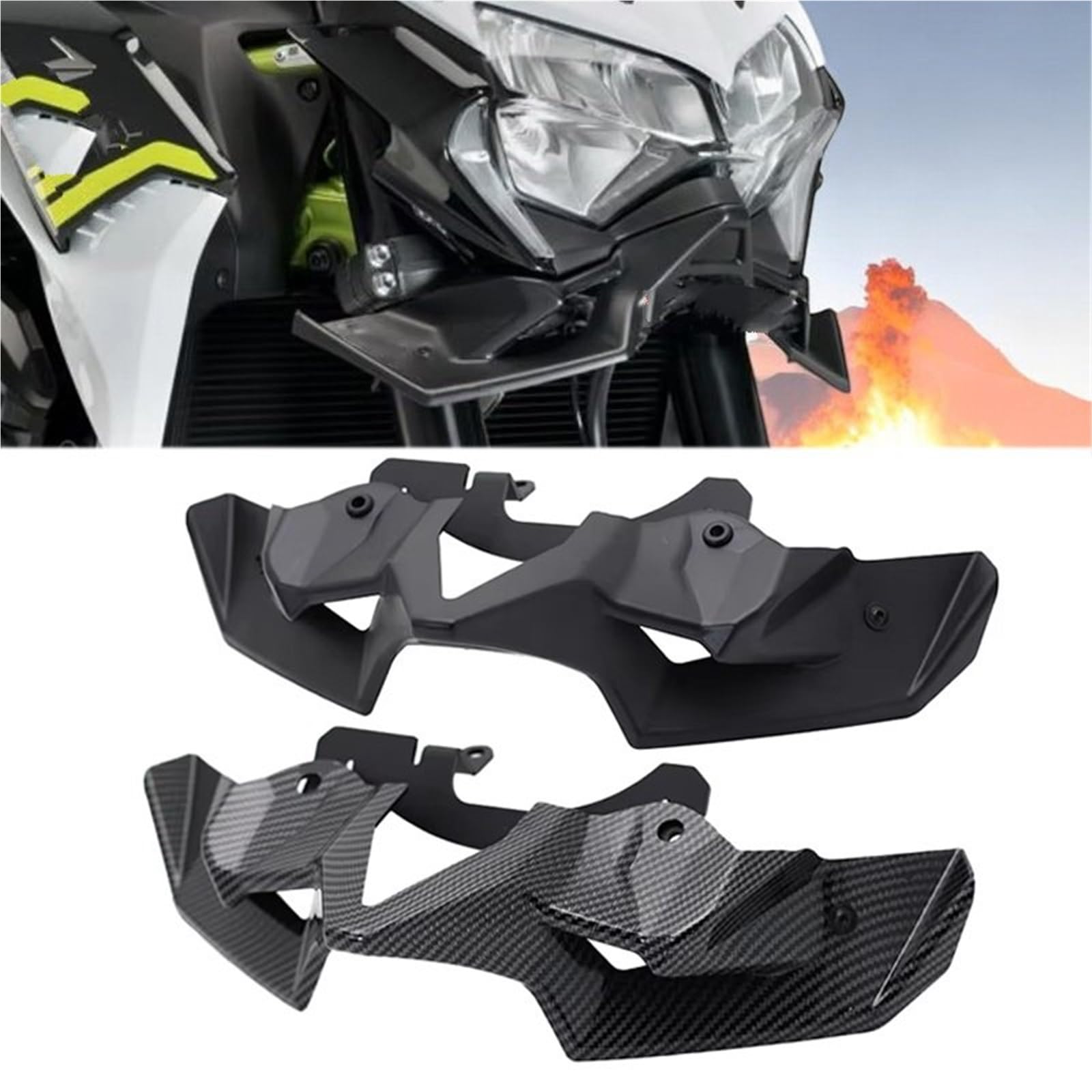 Front Bumper Splitter dachowy Pasuje do Kawasaki Z900 Z 900 2020-2024 Carbon Naked Front Spoiler Winglet Aerodynamiczny zestaw skrzydeł