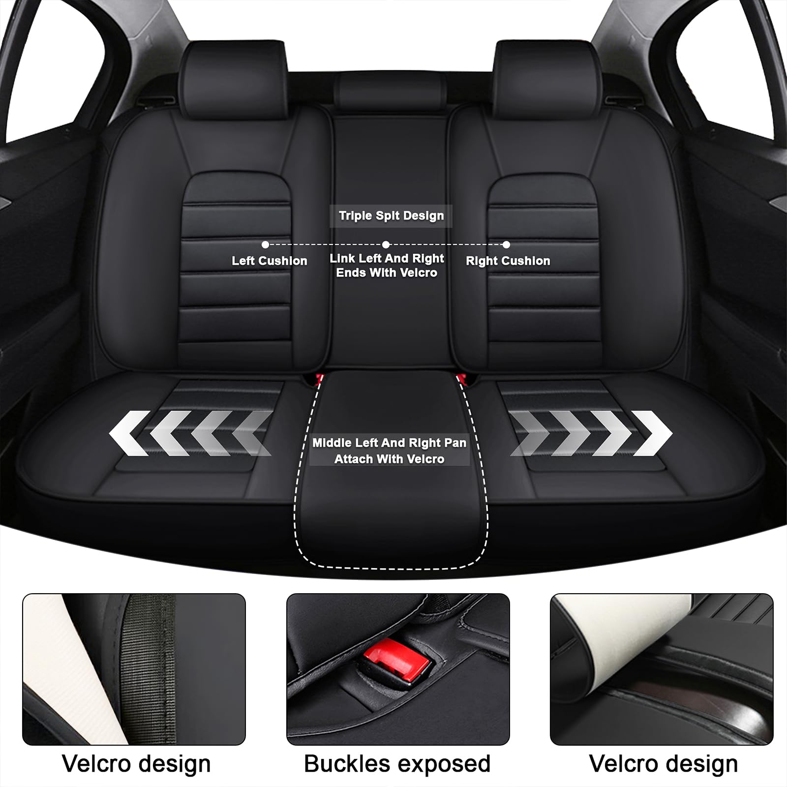AREKA 5-Piece Car Seat Covers For Nissan Versa – Waterproof Leather-Style Protectors