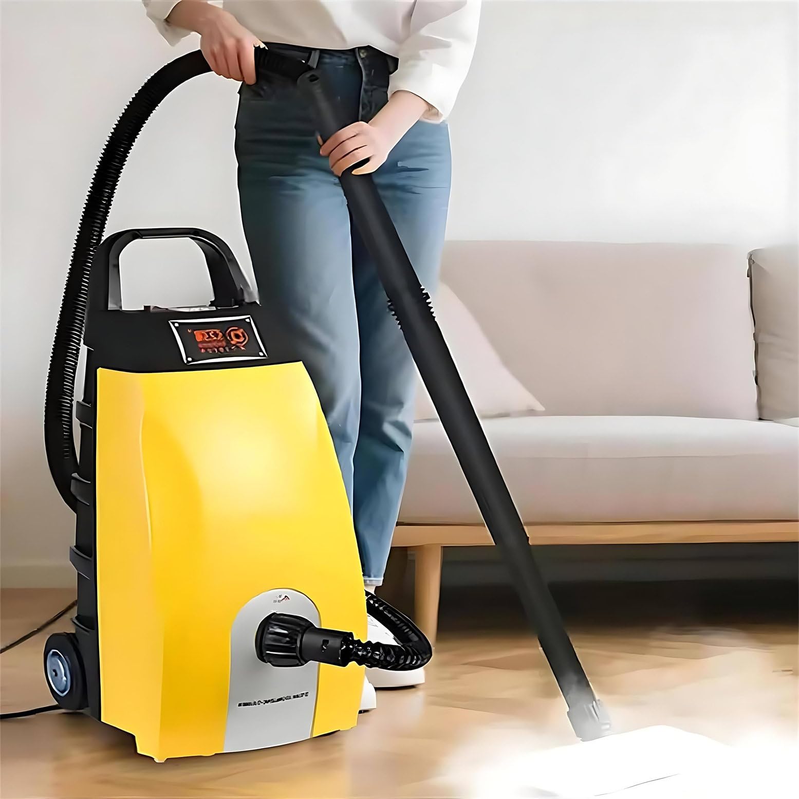 Hidrolimpiadora a Vapor De Alta Presión 2500W, Hidrolimpiadora Eléctrica con Accesorios, Vaporizador Portátil Multiusos 6 En 1 para Lechada, Suelos, Ventanas Y Coches