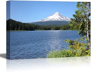 Canvas Prints Wall Art - Beautiful Scenery/Landscape Trillium Lake and Mt. Hood, Oregon | Modern Wall Decor/Home Decoration Stretched Gallery Canvas Wrap Giclee Print & Ready to Hang - 24" x 36"