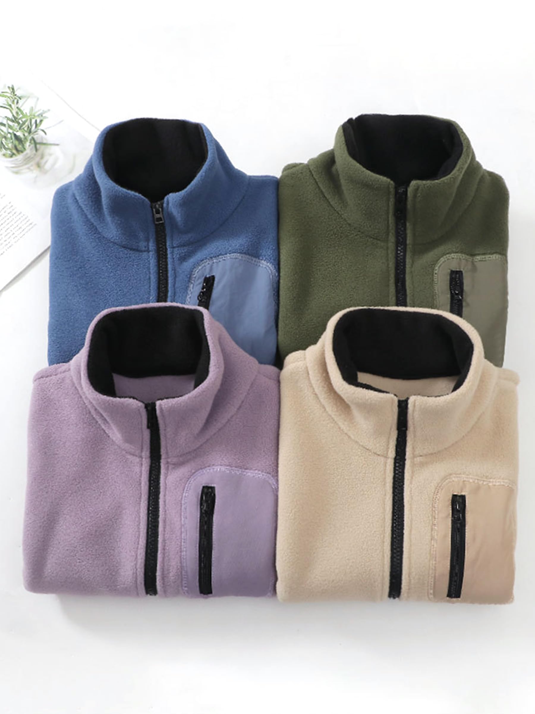 Neonato Bambini Pile Polar Giacca Collo Alto Antivento Giacca Cerniera Leggero Cappotto Semplice Genitore-Bambino Capispalla