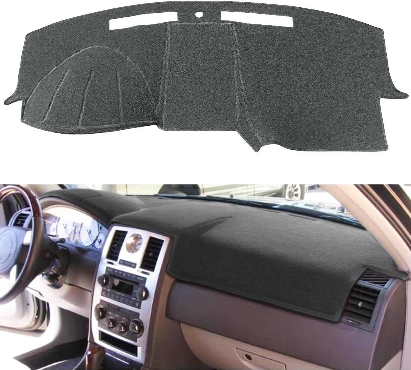 Dash Cover Mat Custom Fit for Chrysler 300 300C 2005-2010, Dashboard Cover Pad Carpet Protector (Darkgray) F49