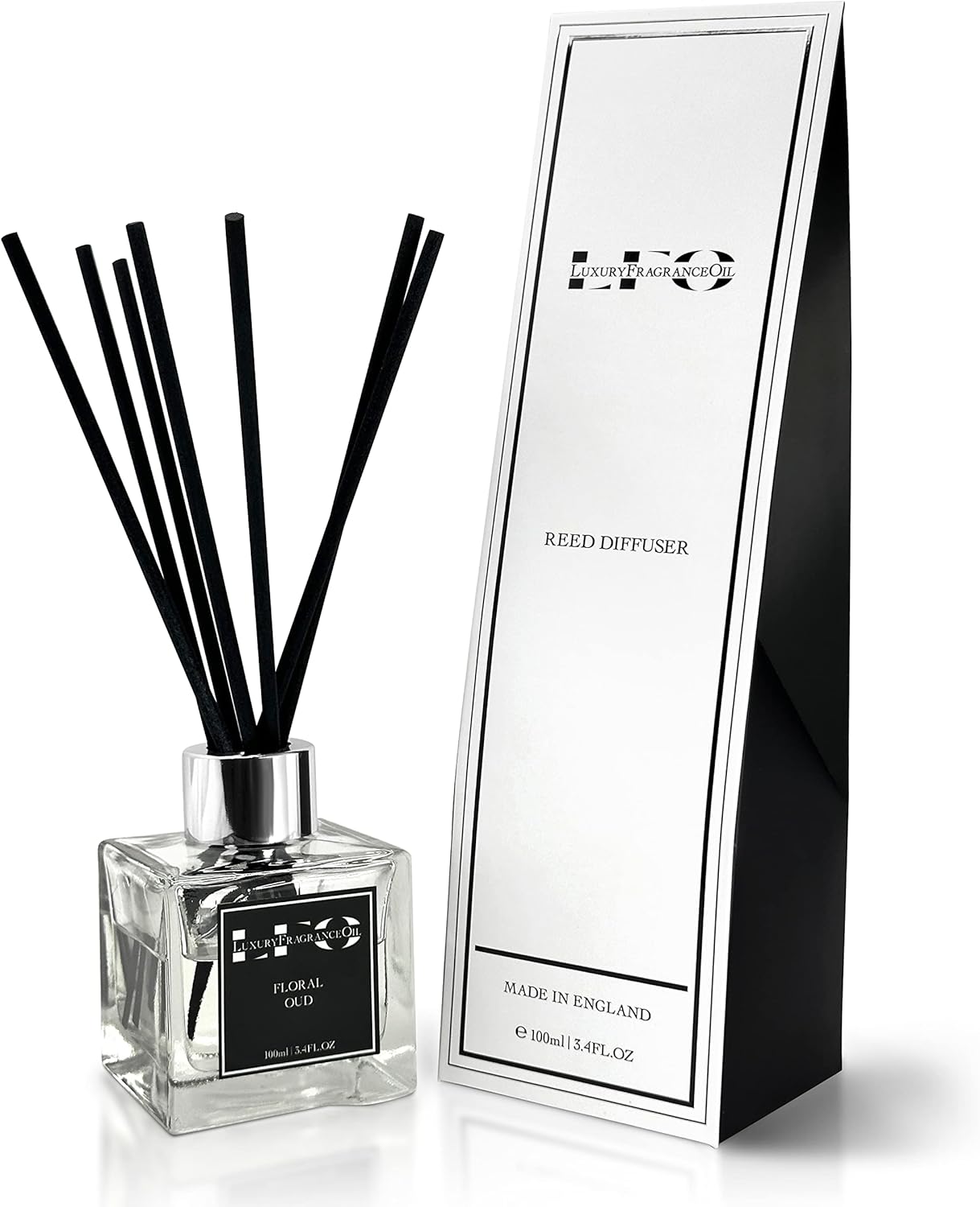 LuxuryFragranceOil Floral Oud Reed Diffuser set of 7 premium fibre