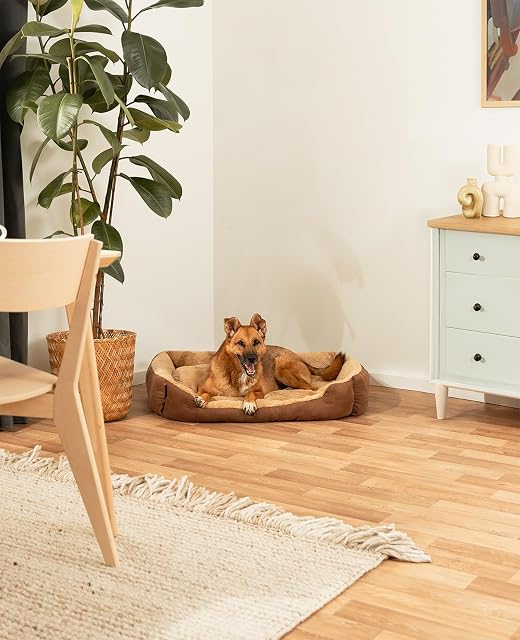 Foto 2 de 6 de lionto Cama perros cojín perros cesta perros con cojín tamaño (XL) 90x70 cm beige/marrón
